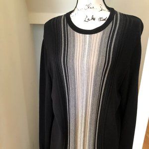 Perry Ellis Men's Black Pullover/Sweater with Gray Stripes. Size: Large.